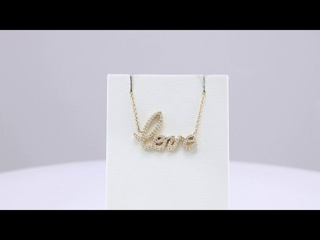 14K Yellow Gold 1/6 CTW Natural Diamond Love 18" Necklace